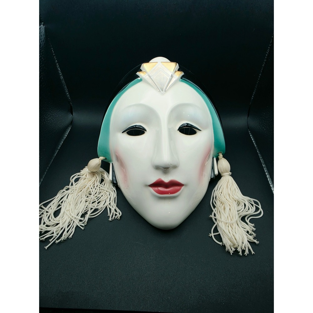 Vintage Vandor Pelzman Designs Ceramic Wall Mask Art Deco Tassel 1980s Japan